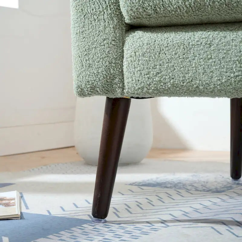 Fauteuil moderne de 26,77 po rembourré avec accoudoirs, pieds en bois massif et coussin lombaire