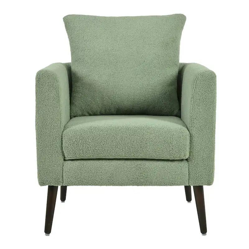 Fauteuil moderne de 26,77 po rembourré avec accoudoirs, pieds en bois massif et coussin lombaire