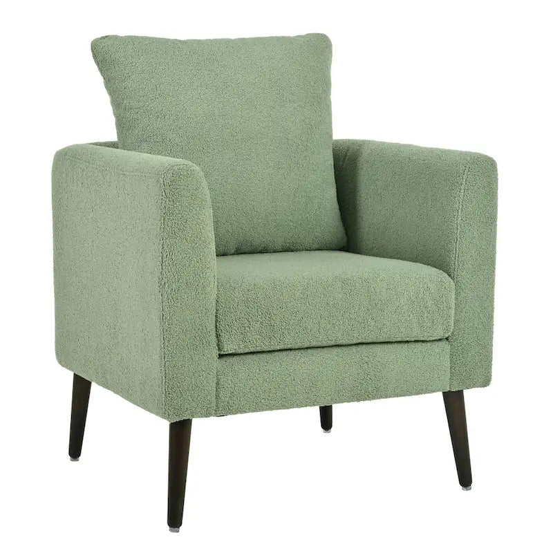 Fauteuil moderne de 26,77 po rembourré avec accoudoirs, pieds en bois massif et coussin lombaire