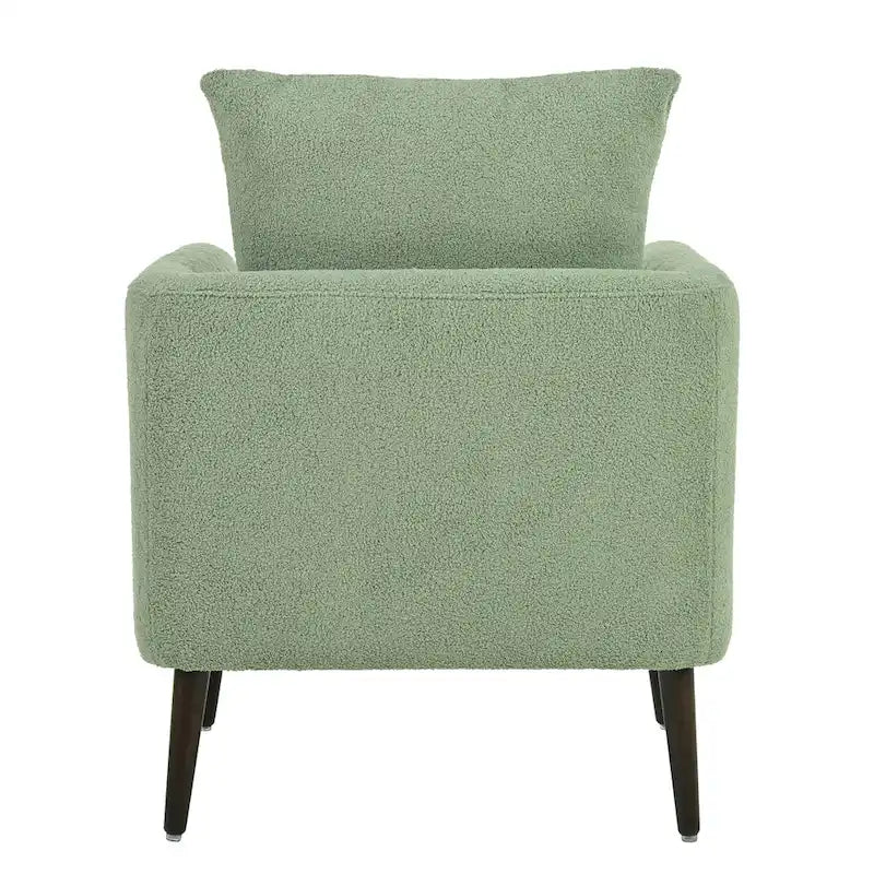 Fauteuil moderne de 26,77 po rembourré avec accoudoirs, pieds en bois massif et coussin lombaire