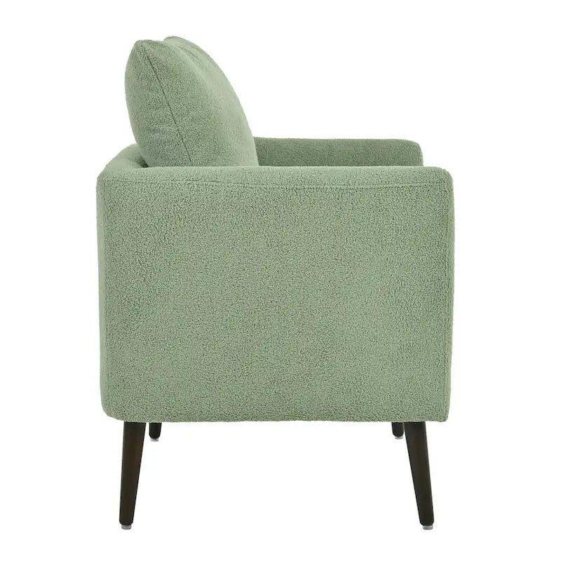 Fauteuil moderne de 26,77 po rembourré avec accoudoirs, pieds en bois massif et coussin lombaire