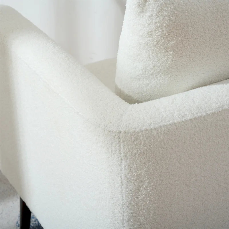 Fauteuil moderne de 26,77 po rembourré avec accoudoirs, pieds en bois massif et coussin lombaire