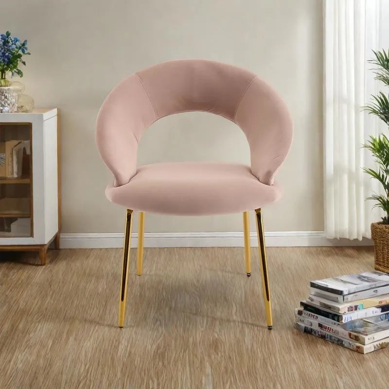 Velvet Dining Accent Chairs with Curved Backrest and Gold Metal Legs - 250lb Capacity