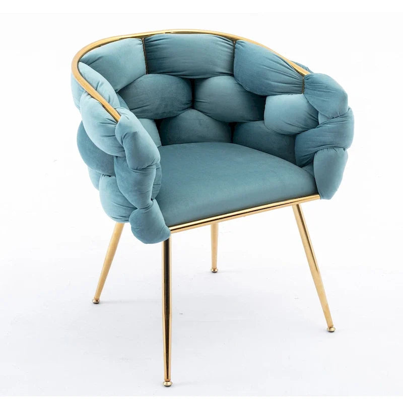 Blue Modern 28.7 Velvet Upholstered Accent Chair with Gold - Plated Metal Legs