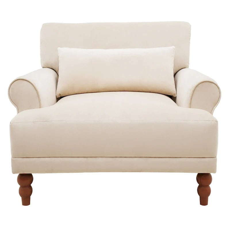 Fauteuil d'appoint en velours beige de 37,8 po