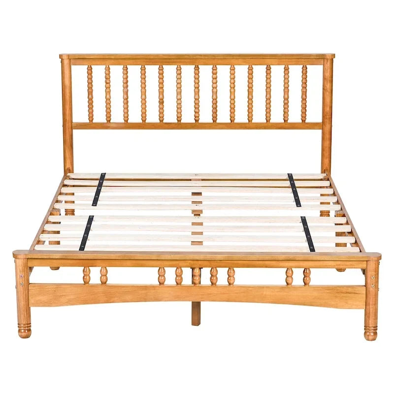 Lit plateforme Queen en chêne élégant avec tête de lit
