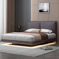 Queen Velvet Floating Platform Bed with Sensor Light