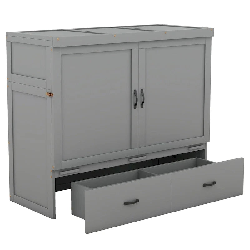 Lit escamotable Full Pine Murphy avec ports USB et tiroir