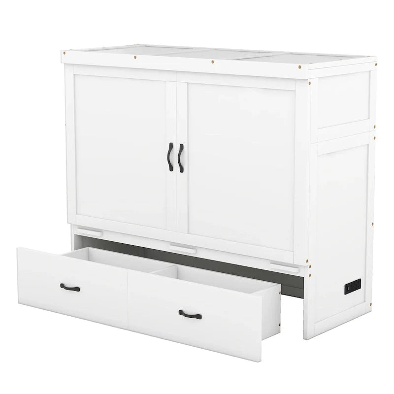 Lit escamotable Full Pine Murphy avec ports USB et tiroir