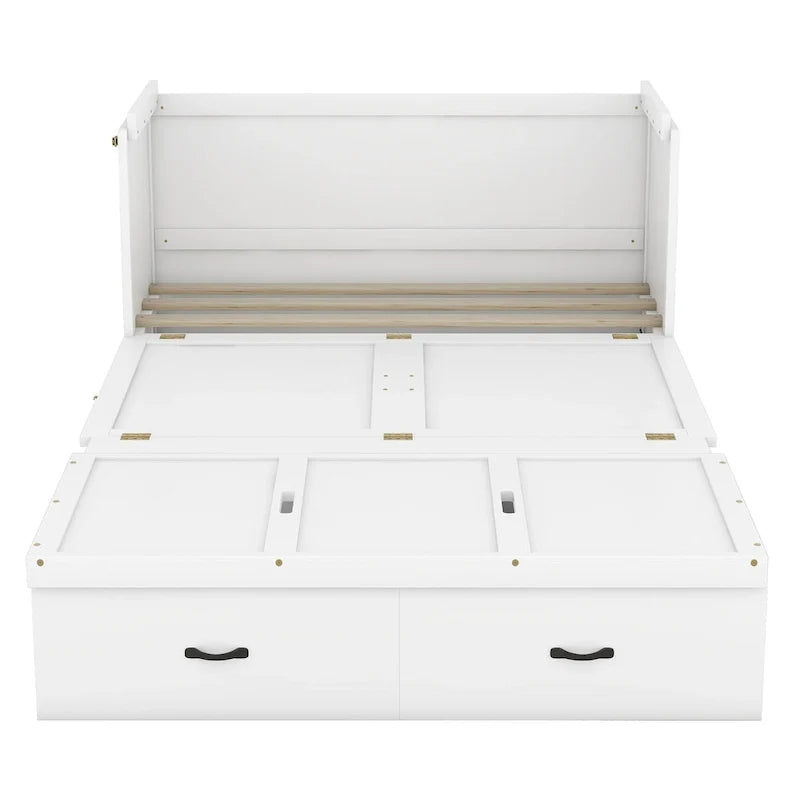 Lit escamotable Full Pine Murphy avec ports USB et tiroir