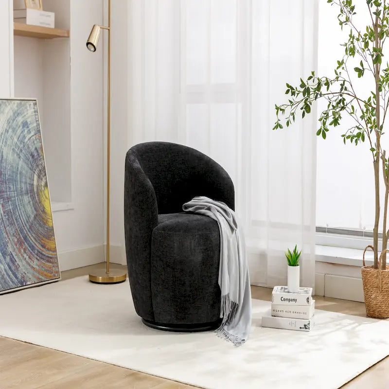 Chenille Fabric Swivel Accent Armchair