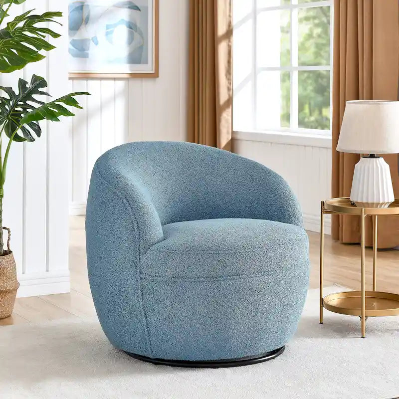 Roundhill Furniture Galleria 360 Swivel Teddy Sherpa Fabric Barrel Chair