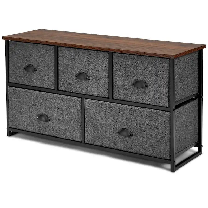Commode de rangement Gymax à 5 tiroirs, table de chevet, organisateur d'affichage pour dortoir