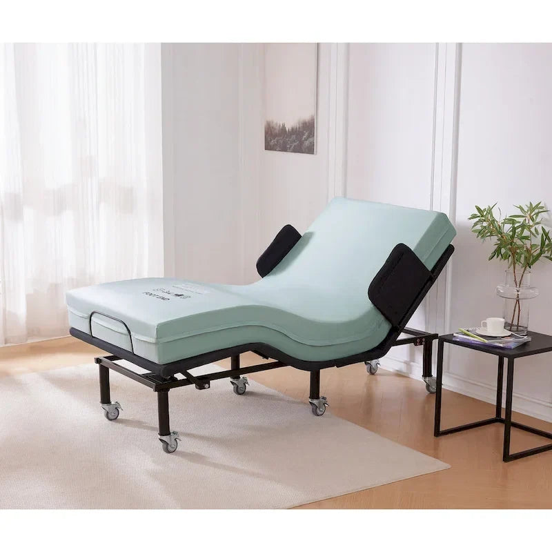 Cadre de lit réglable Twin XL et matelas 6, lit zéro gravité avec barres latérales