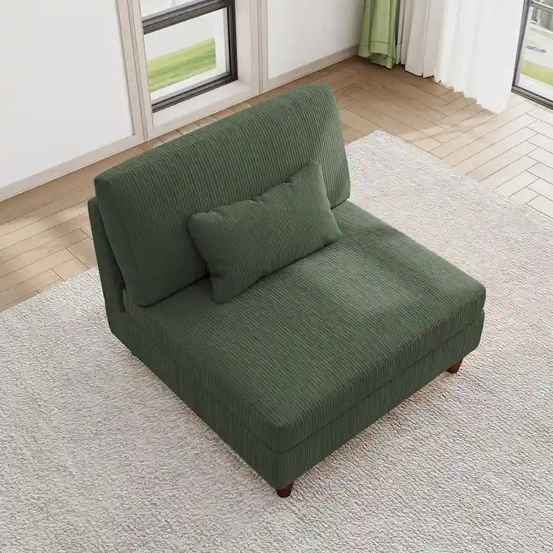 Corduroy Armless Chair Accent Chair Sofa