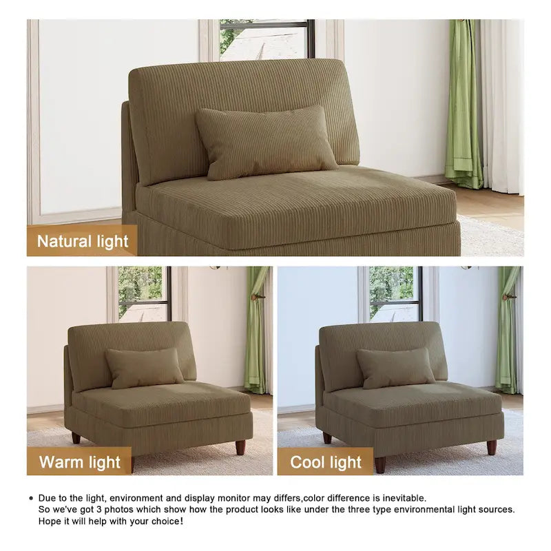 Corduroy Armless Chair Accent Chair Sofa