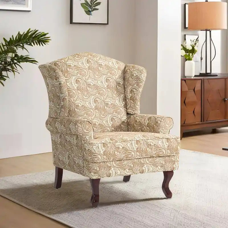 Fauteuil d'appoint rembourré Mid-Century Modern avec oreilles