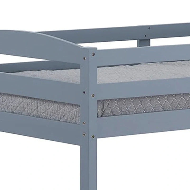 Letto a castello moderno grigio in legno massello con scaletta, doppio sulla doppia piazza