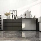 Cassettiera e Scrivania Girevole a 32,7H, con 6 Cassetti, Tavolo da Trucco, Bianco/Nero