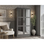 Armadio Urban a 2 ante in 100% legno massello con ante piene e a specchio