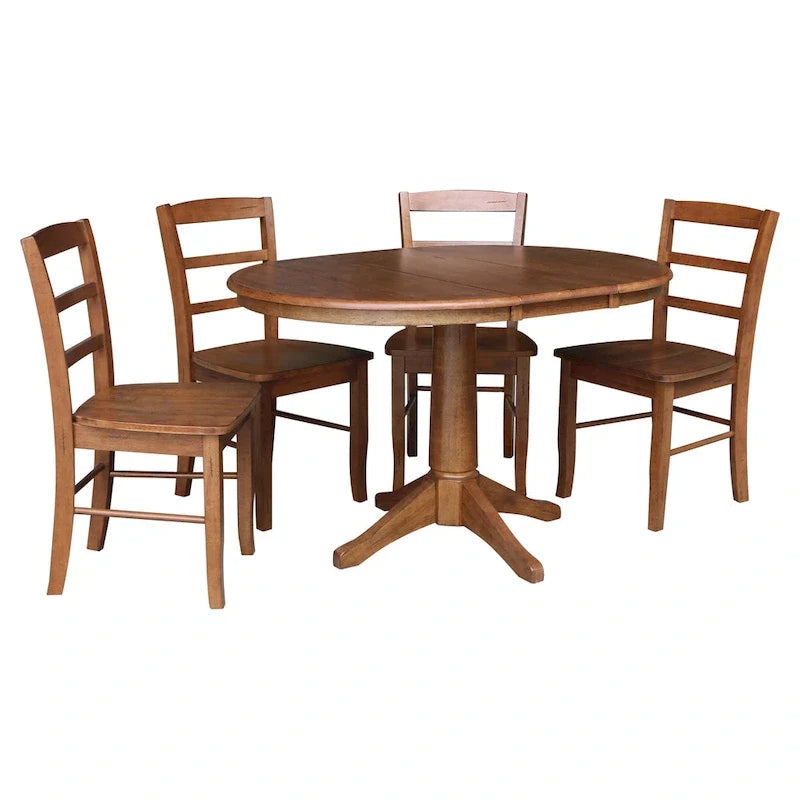 36 Round Extension Dining Table With 4 Madrid Chairs