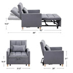 Divano letto 3 in 1 convertibile, poltrona e lettino, nero