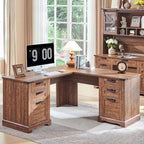 60 Scrivania Direzionale a L da Fattoria, Scrivania ad Angolo in Legno, Scrivania per Computer