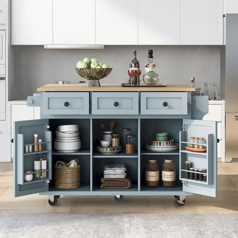 Desserte de cuisine avec plateau rabattable en bois d'hévéa