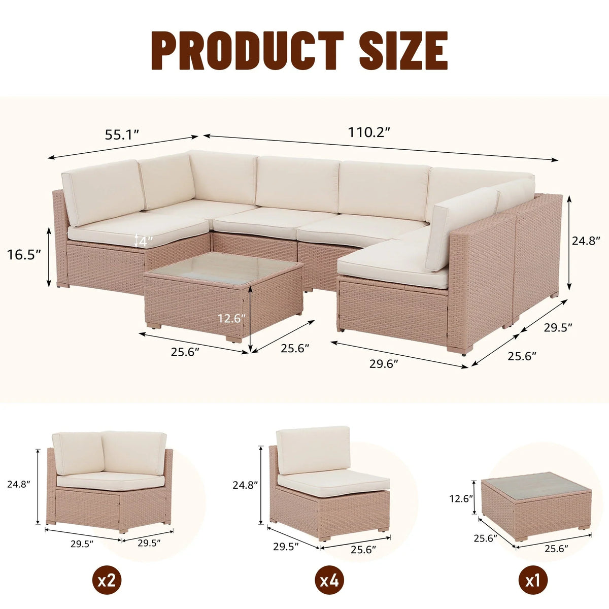 Wicker/ Steel 7-piece Outdoor Cushioned Sectional Sofa Set