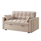Divano Letto Estraibile 4-in-1 - Divanetto in Velluto - Divano Letto Convertibile con Schienale Reclinabile, 2 Tasche Laterali