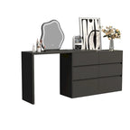 Cassettiera e Scrivania Girevole a 32,7H, con 6 Cassetti, Tavolo da Trucco, Bianco/Nero