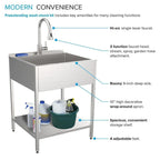 Lavatoio e mobile in acciaio inox 24" L x 22" P x 35" H