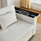 Divano Letto Estraibile 54", Divano Reclinabile 2 Posti con Contenitore, Cuscino Lombare, Presa USB