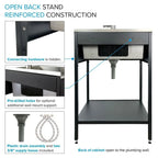 Lavatoio e mobile in acciaio inox 24" L x 22" P x 35" H
