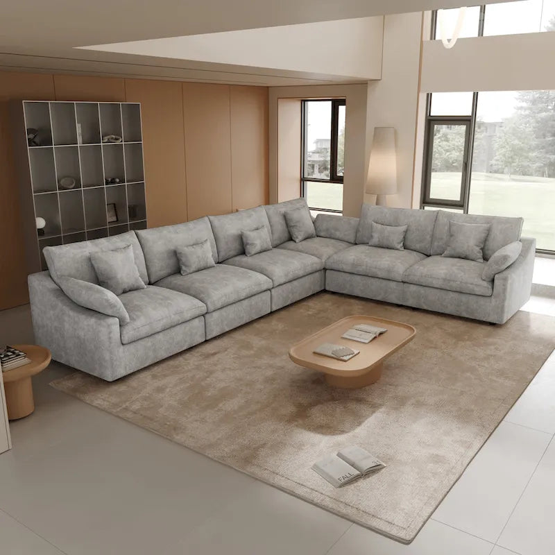 Large Linen Corner Sectional Sofa Couch for Living Room Set