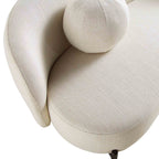 Divano curvo a 3 posti con cuscini a sfera, misto lino beige
