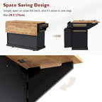 54 - Grande isola cucina con anta a ribalta in legno di gomma, carrello da cucina scorrevole con texture in rilievo su 4 ruote con 4 ante e 3 cassetti