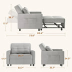 Divano letto trasformabile 3-in-1, Poltrona letto estraibile, Letto pieghevole convertibile per soggiorno