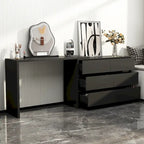 Cassettiera e Scrivania Girevole a 32,7H, con 6 Cassetti, Tavolo da Trucco, Bianco/Nero