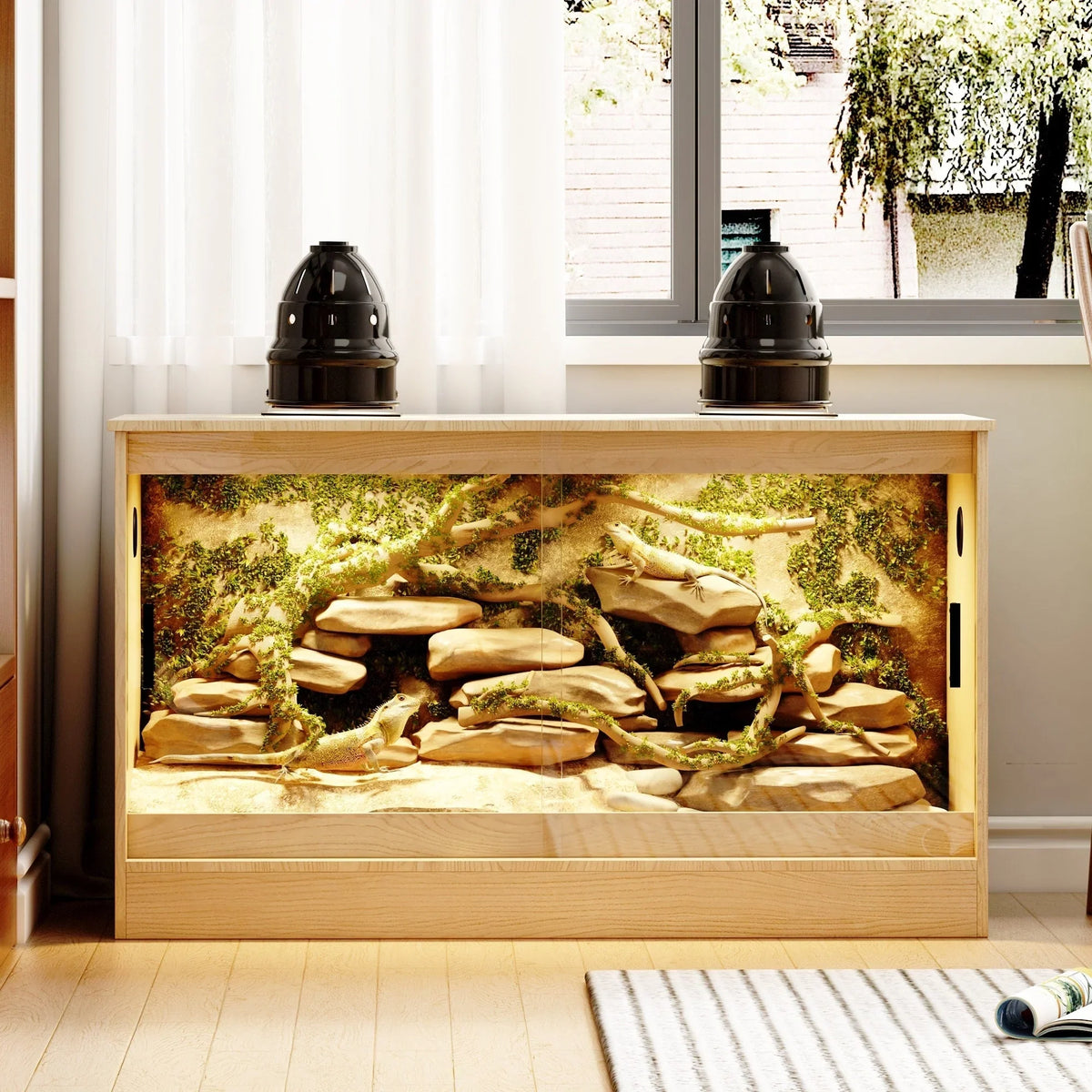 Reptile Habitat -Spacious Terrarium for Lizards, Snakes & More - 47.2