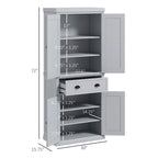 Armadio dispensa da cucina da 72 pollici, mobile tradizionale autoportante con 4 ante e 3 ripiani regolabili, ampio cassetto centrale