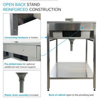 Lavatoio e mobile in acciaio inox 24" L x 22" P x 35" H