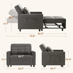 Divano letto trasformabile 3-in-1, Poltrona letto estraibile, Letto pieghevole convertibile per soggiorno
