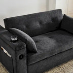 Divano Letto Estraibile 54", Divano Reclinabile 2 Posti con Contenitore, Cuscino Lombare, Presa USB