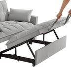 Divano letto a due posti 4 in 1 con braccioli e tasche portaoggetti, divano letto estraibile multifunzionale trapuntato con schienale regolabile