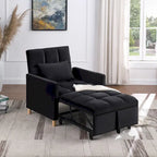 Divano letto 3 in 1 convertibile, poltrona e lettino, nero