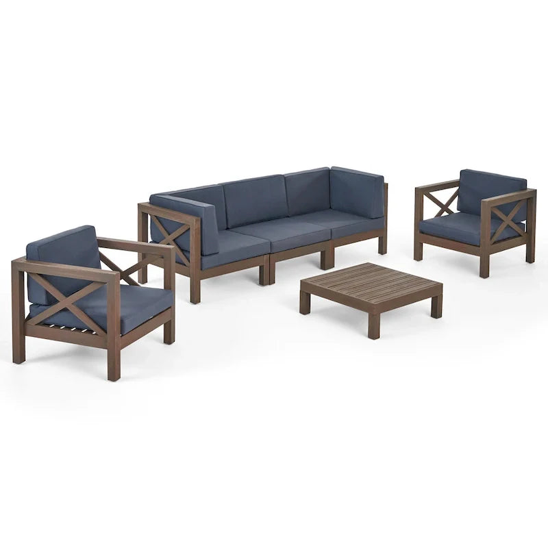 Brava Outdoor Acacia Wood 6-piece Chat Set by Christopher Knight Home