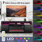 68 moderni mobili TV con camino elettrico RGB neri per televisori fino a 72 pollici