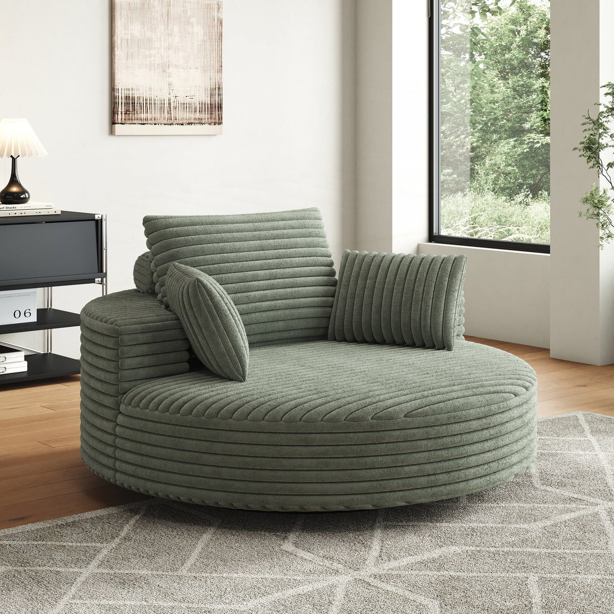 Corduroy Chenille Foam Single Swivel Chair