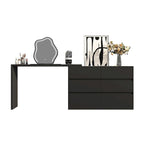 Cassettiera e Scrivania Girevole a 32,7H, con 6 Cassetti, Tavolo da Trucco, Bianco/Nero